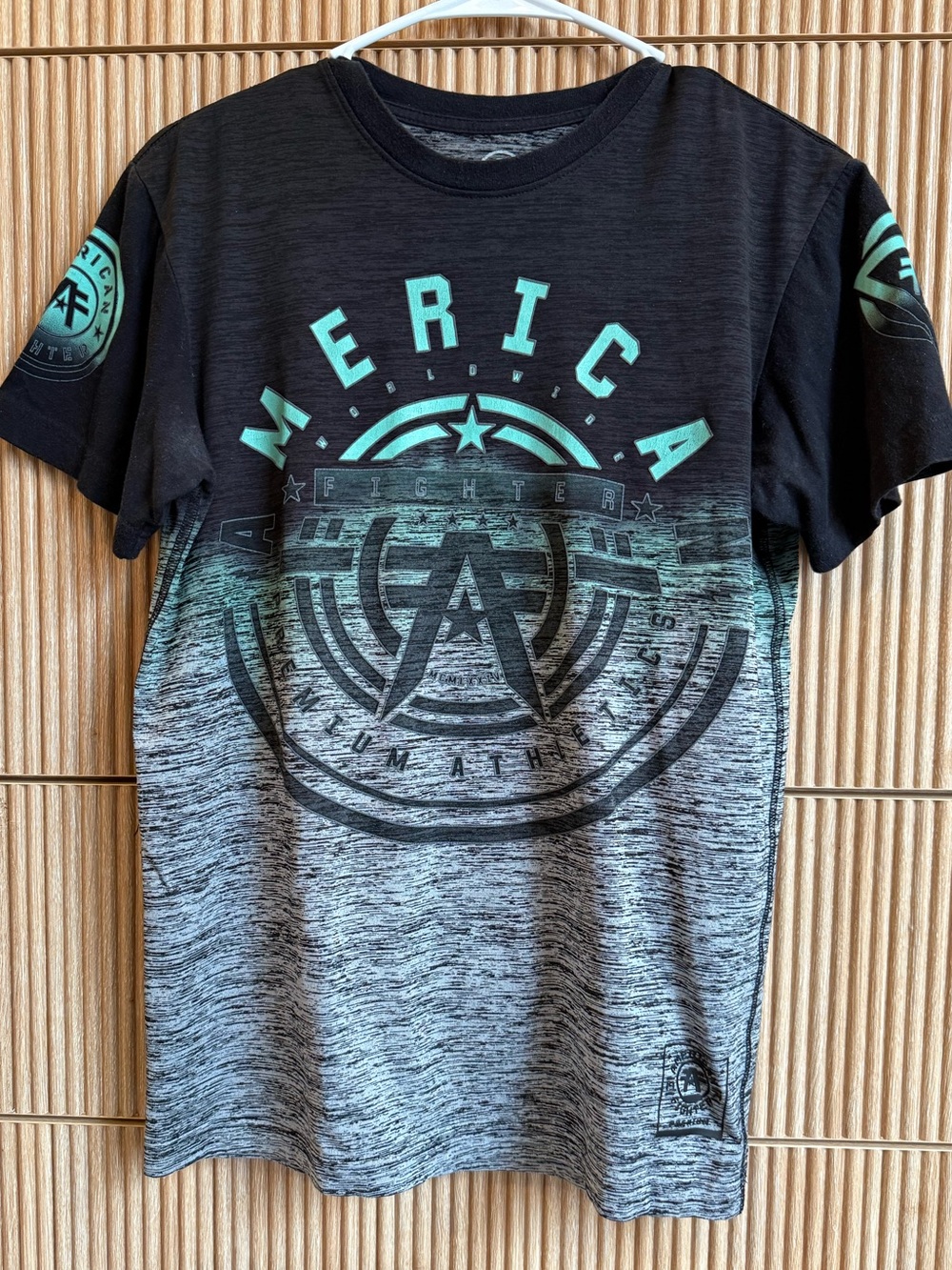 American Fighter Black & Teal Fade Graphic Tee